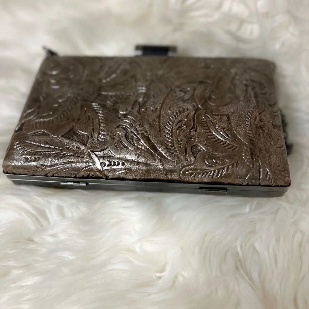 Patricia Nash Metallic Brown Embossed Clutch